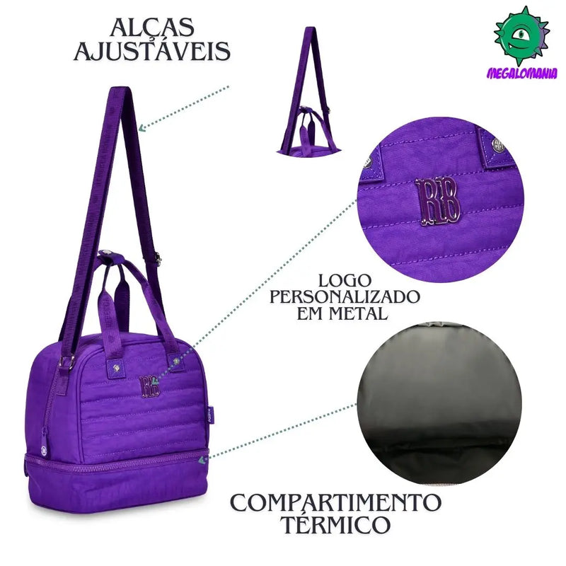 Lancheira Térmica Rebecca Bonbon Duas Alças Preto Rosa Lilás Verde Escolar Lanchinho Meninas Juvenil Fasion Clio Megalomania