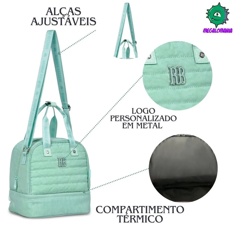 Lancheira Térmica Rebecca Bonbon Duas Alças Preto Rosa Lilás Verde Escolar Lanchinho Meninas Juvenil Fasion Clio Megalomania