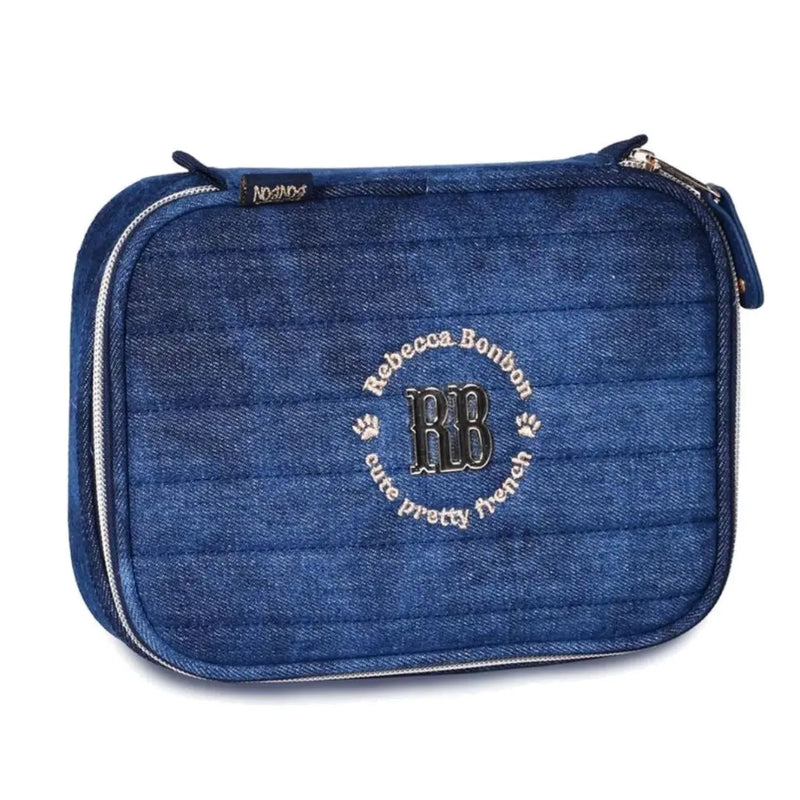 Kit Mochila de Carrinho Mala Bolsa Rebecca Bonbon Jeans Lancheira Térmica Duas Alças Estojo Box Escolar Juvenil Meninas Clio Megalomania