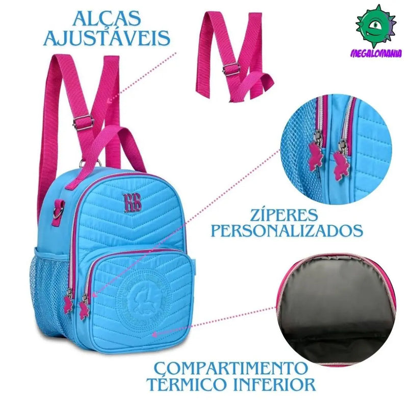 Lancheira Térmica Rebecca Bonbon Duas Alças Preto Rosa Azul Roxo Fashion Lanchinho Feminino Escolar Juvenil Clio Megalomania