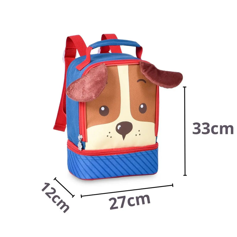 Kit Mochila de Costas Cachorrinho Laranja Lancheira Térmica Duas Alças Escolar Infantil Clio Megalomania