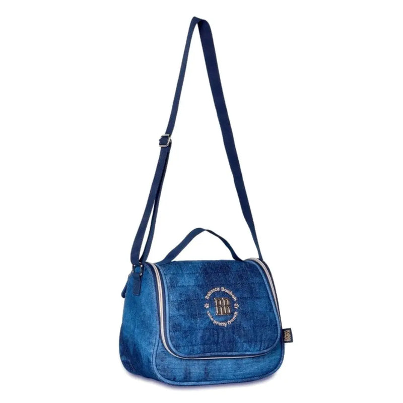 Kit Mochila de Carrinho Mala Bolsa Rebecca Bonbon Jeans Lancheira Térmica Duas Alças Estojo Box Escolar Juvenil Meninas Clio Megalomania