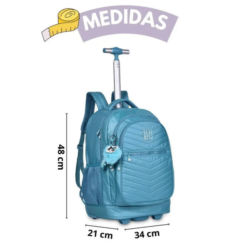Mochila de Carrinho Mala Bolsa Bagagem Rosa Lilás Verde Rebecca Bonbon Escolar Juvenil Feminino Clio Megalomania