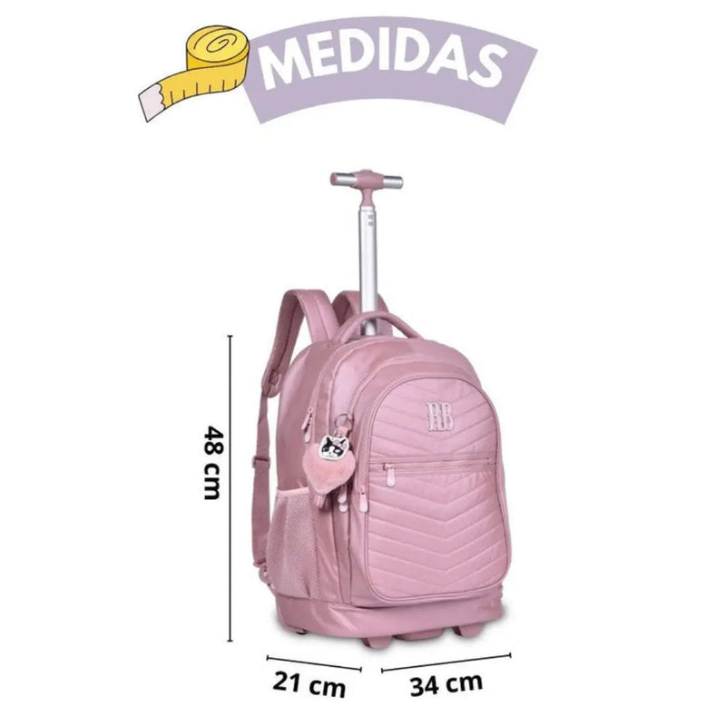 Mochila de Carrinho Mala Bolsa Bagagem Rosa Lilás Verde Rebecca Bonbon Escolar Juvenil Feminino Clio Megalomania