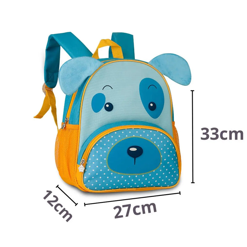 Kit Mochila de Costas Cachorrinho Azul Bolsa Mala Lancheira Térmica Duas Alças Infantil MAsculino Escolar Lanchinho Clio Megalomania