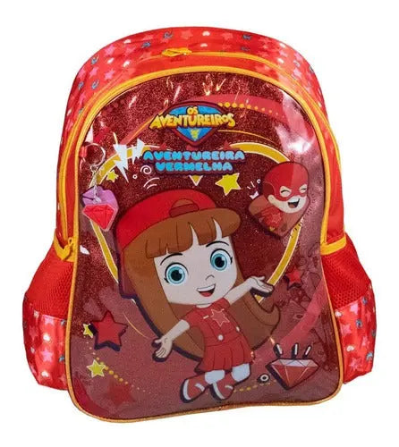 Mochila de Costas Infantil Lucas Neto Giovanna Escolar Vermelha Gi Neto Aventureiros - Clio Megalomania