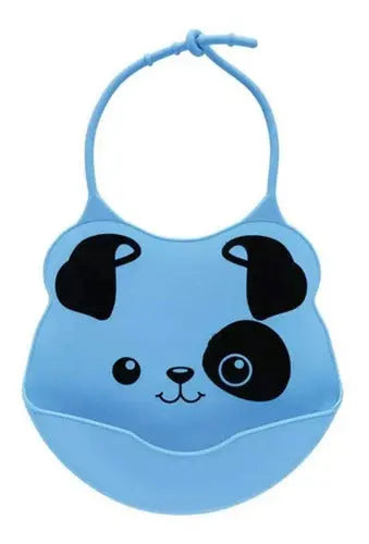 Babador de Silicone com Pega Migalha Cachorro Azul Kids Bebê Buba Megalomania