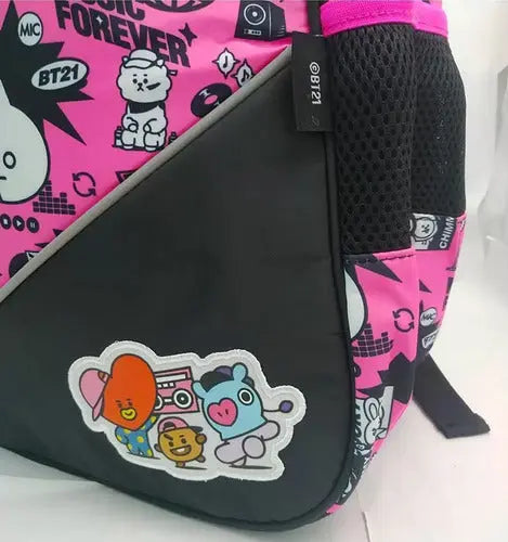 Mochila de Costas Escolar BT21 Bangtan Kpop BTS Menina Korea Oficial Rosa - Clio Megalomania