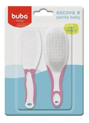 Escova E Pente Baby Buba Bebe Care Kids Infantil Cabelo - Rosa Megalomania