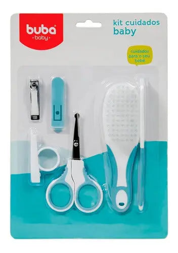 Kit Cuidados Bebê Baby Neném Escova Pente Tesoura Buba - Azul 5239 Megalomania