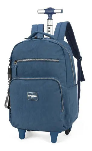 Mochila de Rodinhas Bolsa Mala Feminina Masculina Menina Rodinhas Azul Resistente Up4You - Luxcel Megalomania