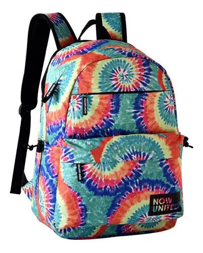Mochila de Costas Escolar Juvenil Notebook Menina Banda Grupo Now United Tie Dye Oficial - Clio Megalomania