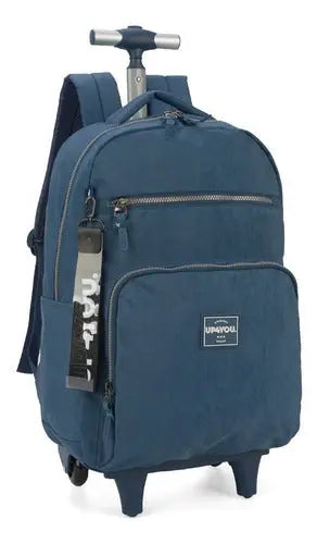 Mochila de Rodinhas Bolsa Mala Feminina Masculina Menina Rodinhas Azul Resistente Up4You - Luxcel Megalomania