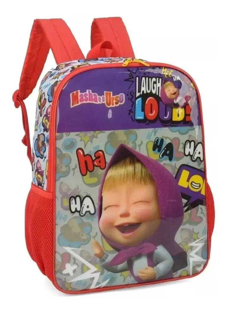 Mochila de Costas Escolar Infantil Feminina Masha e Urso - Luxcel Megalomania