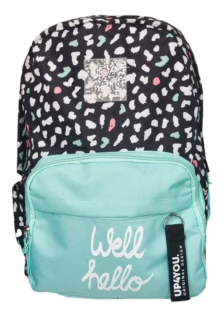 Mochila de Costas Escolar Grande Reforçada Juvenil Feminina Up4you Verde e Preta - Luxcel Megalomania