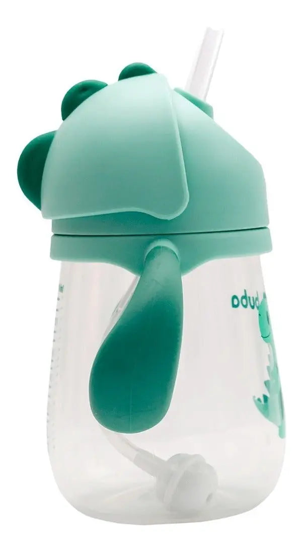 Copo Bebê Infantil Dino Alça Removível Canudo Silicone Buba Megalomania