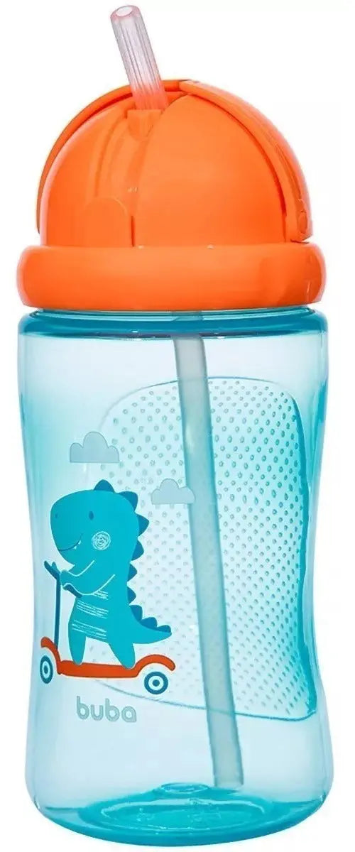 Copo Garrafa Infantil De Água Com Canudo Retrátil Silicone Buba Megalomania
