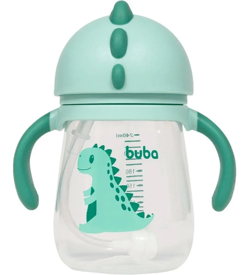 Copo Bebê Infantil Dino Alça Removível Canudo Silicone Buba Megalomania