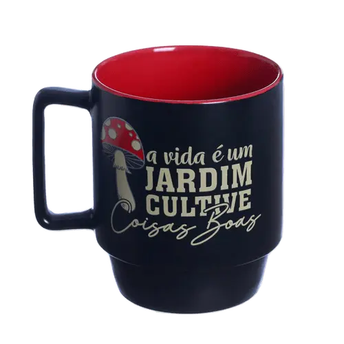 Caneca de Café Jardim Culture Coisas Boas Frase Casa Café Presente Cogumelo Megalomania