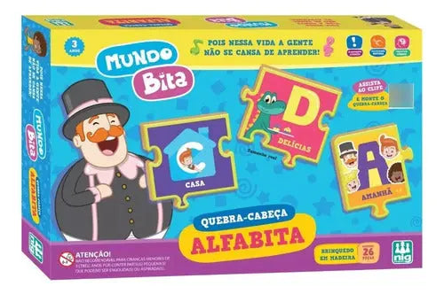 Quebra Cabeça Alfabita Alfabeto Educativo Mundo Bita 26PÇS Nig Megalomania