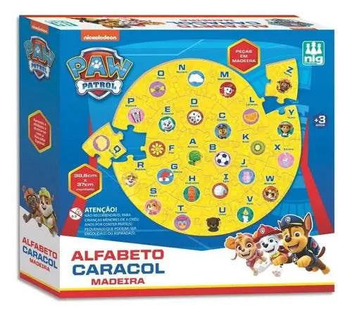 Alfabeto Caracol Madeira Jogo Patrulha Canina Nig Brinquedos - Megalomania