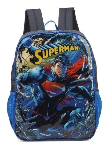 Mochila de Costas Bag Grande Escolar Super Man Superman Dc Super-Homem - Luxcel Megalomania