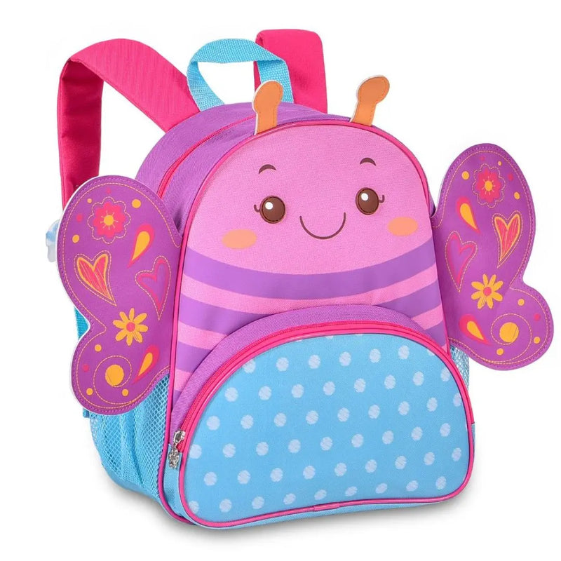 Kit Mochila de Costas Bolsa Mala Lancheira Térmica Infantil Menina Borboleta Roxo Criança Pets Clio Megalomania
