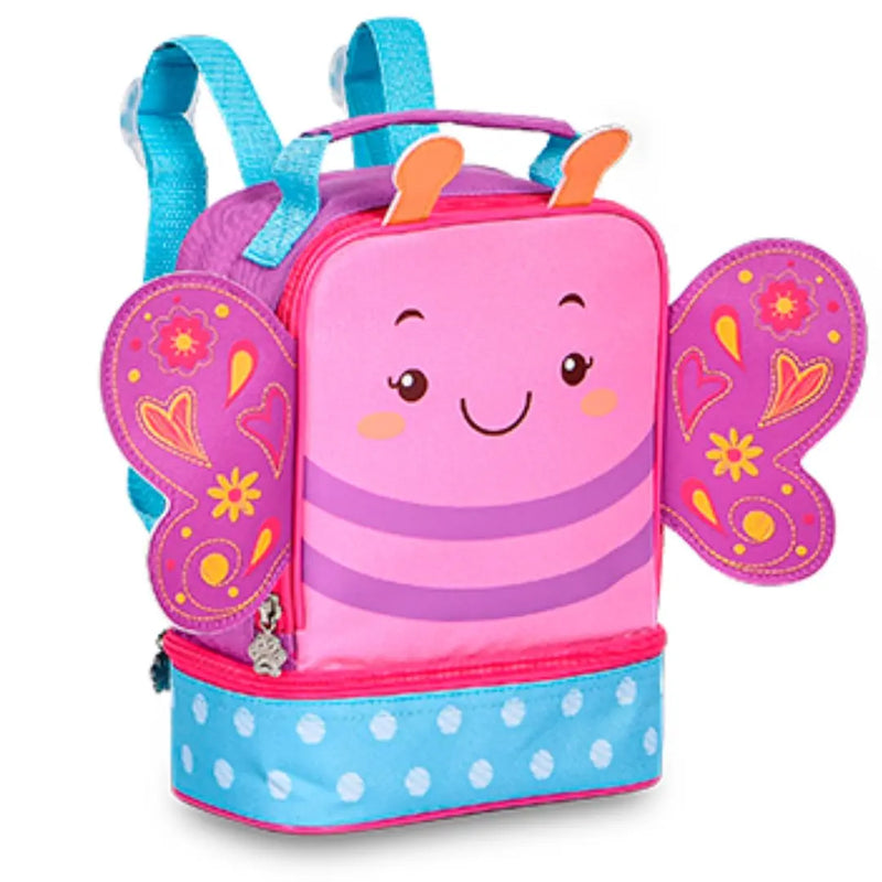 Kit Mochila de Costas Bolsa Mala Lancheira Térmica Infantil Menina Borboleta Roxo Criança Pets Clio Megalomania
