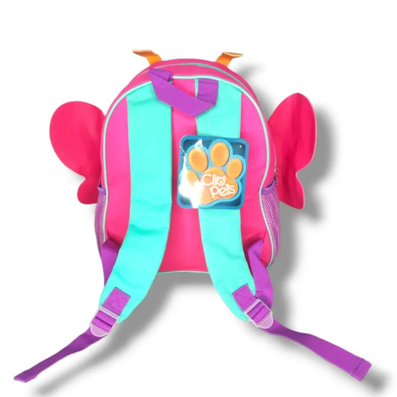 Kit Mochila de Costas Mala Bolsa Lancheira Térmica Infantil Menina Borboleta Rosa Criança Pets Clio Megalomania