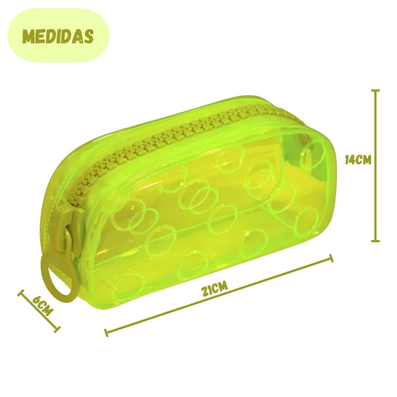 Estojo Escolar Pvc Cristal Jumbo Bubble Big Color Dac Escolar Juvenil Volta as Aulas Neon