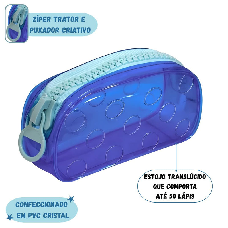 Estojo Escolar Pvc Cristal Jumbo Bubble Big Color Dac Escolar Juvenil Volta as Aulas Neon