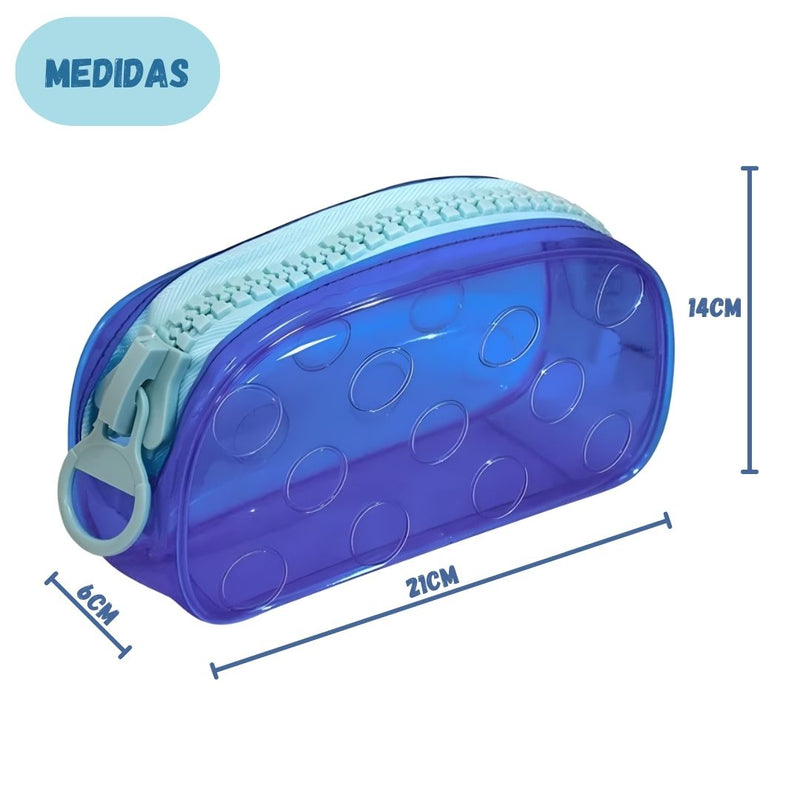 Estojo Escolar Pvc Cristal Jumbo Bubble Big Color Dac Escolar Juvenil Volta as Aulas Neon