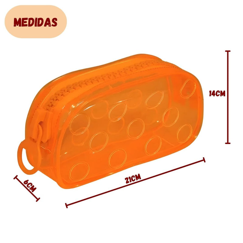 Estojo Escolar Pvc Cristal Jumbo Bubble Big Color Dac Escolar Juvenil Volta as Aulas Neon
