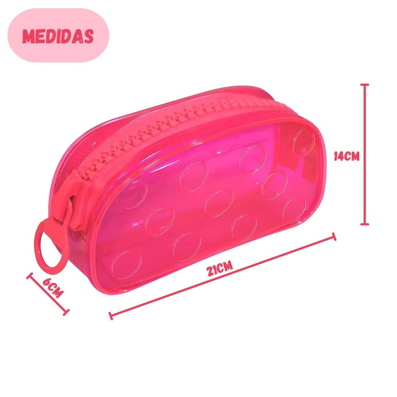 Estojo Escolar Pvc Cristal Jumbo Bubble Big Color Dac Escolar Juvenil Volta as Aulas Neon