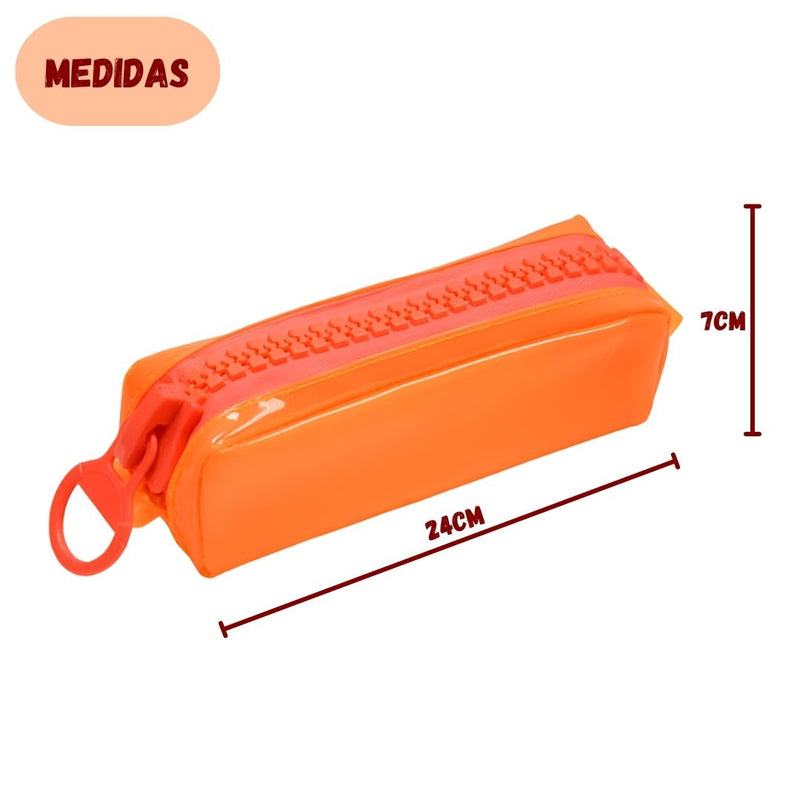 Estojo Simples Escolar PVC Cristal Color Neon Volta as Aulas Unissex Juvenil