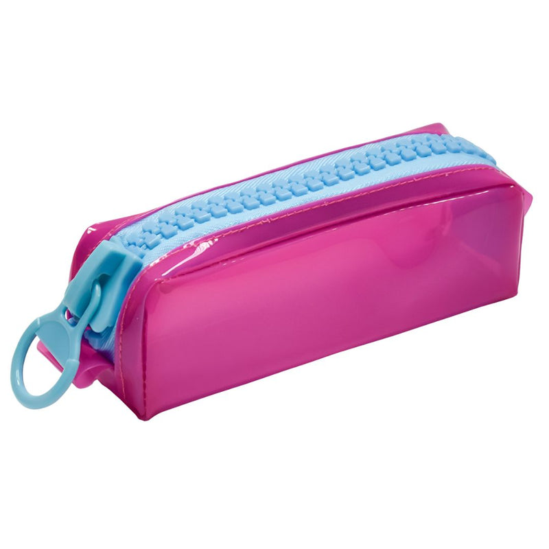 Estojo Simples Escolar PVC Cristal Color Neon Volta as Aulas Unissex Juvenil