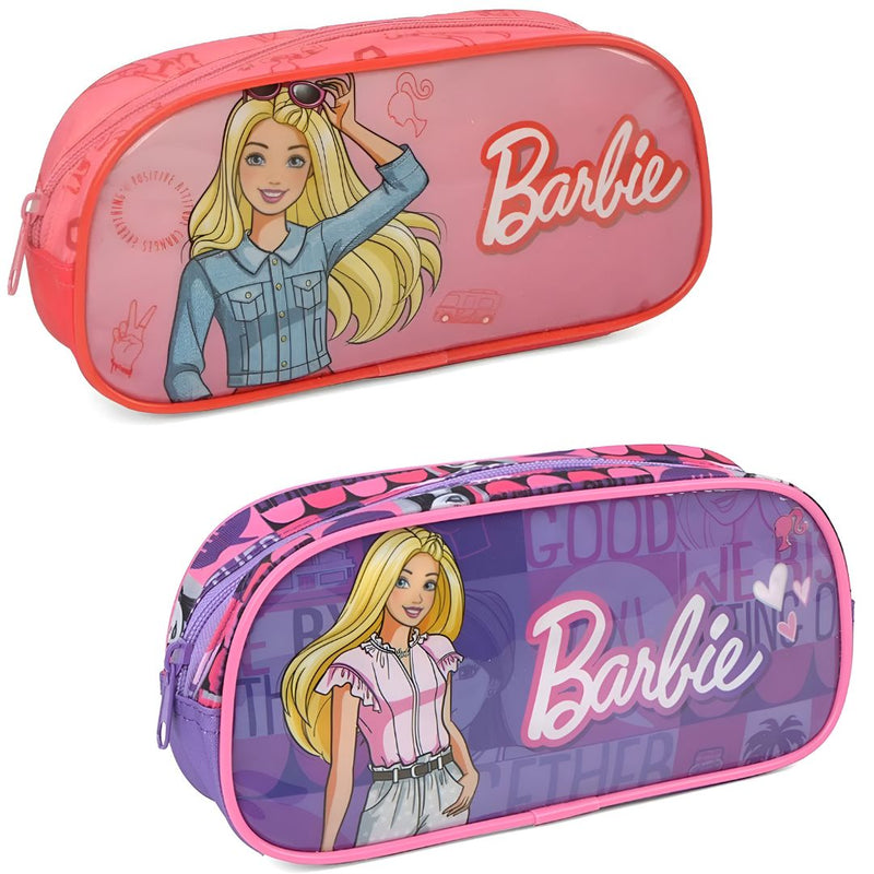Estojo SImples Barbie Menina Infantil 50 Pens Volta as Aulas Matell Escolar Organizador Ponto Criativo
