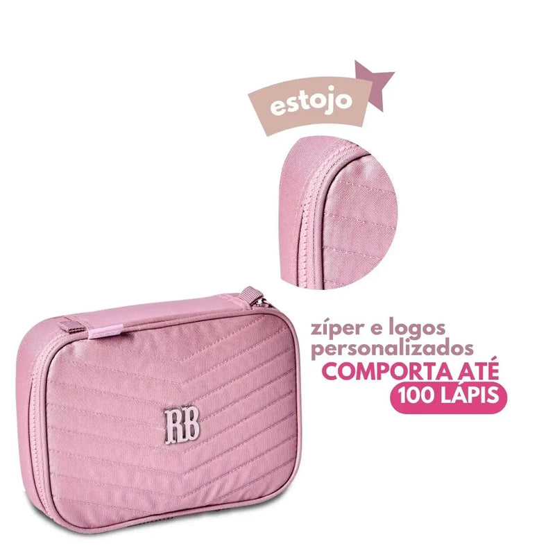 Estojo Box Rebecca Bonbon Rosa Lilás Verde Feminino Fashion Escolar Juvenil Clio Megalomania