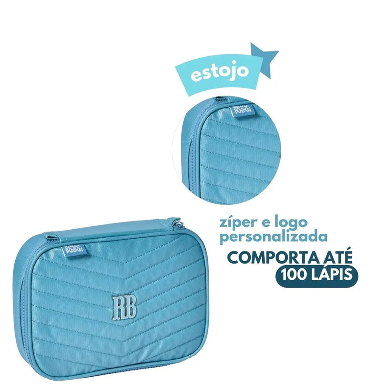 Estojo Box Rebecca Bonbon Rosa Lilás Verde Feminino Fashion Escolar Juvenil Clio Megalomania
