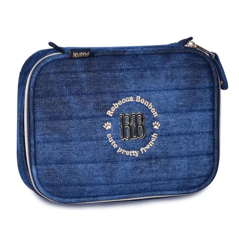 Estojo Box Rebecca Bonbon Com Organizador Escolar Meninas Cor Azul Jeans Clio Megalomania
