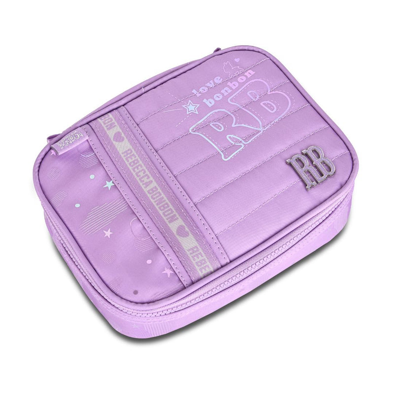 Estojo Box Holográfico Rebecca Bonbon Preto Lilás Rosa Escolar Juvenil Meninas Clio