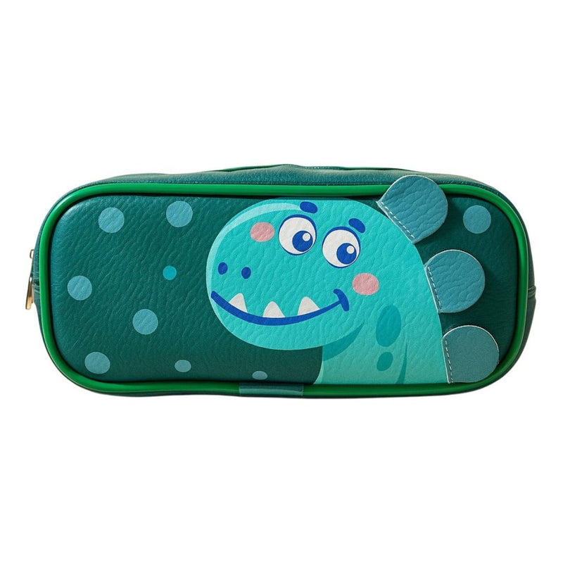 Necessaire Estojo Dinossauro Verde 3D Organização Viagem Presente Personalizada Menino Criança Juvenil Ponto Criativo