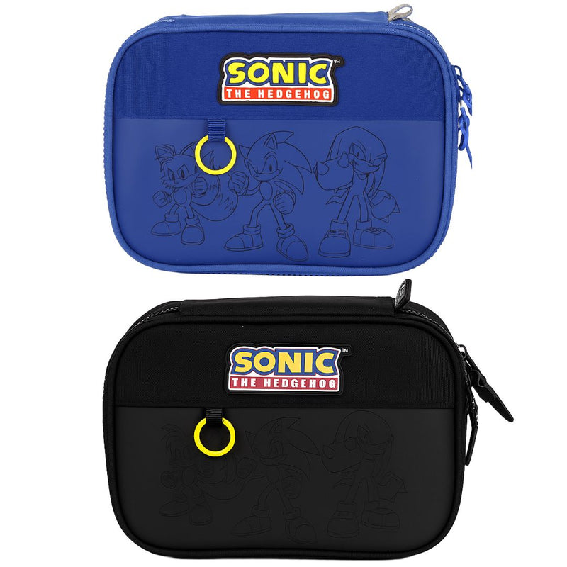 Estojo Box Sonic Escolar Juvenil Meninos 36 Elásticos 100 Pens Game Nintendo Volta as Aulas Estudo