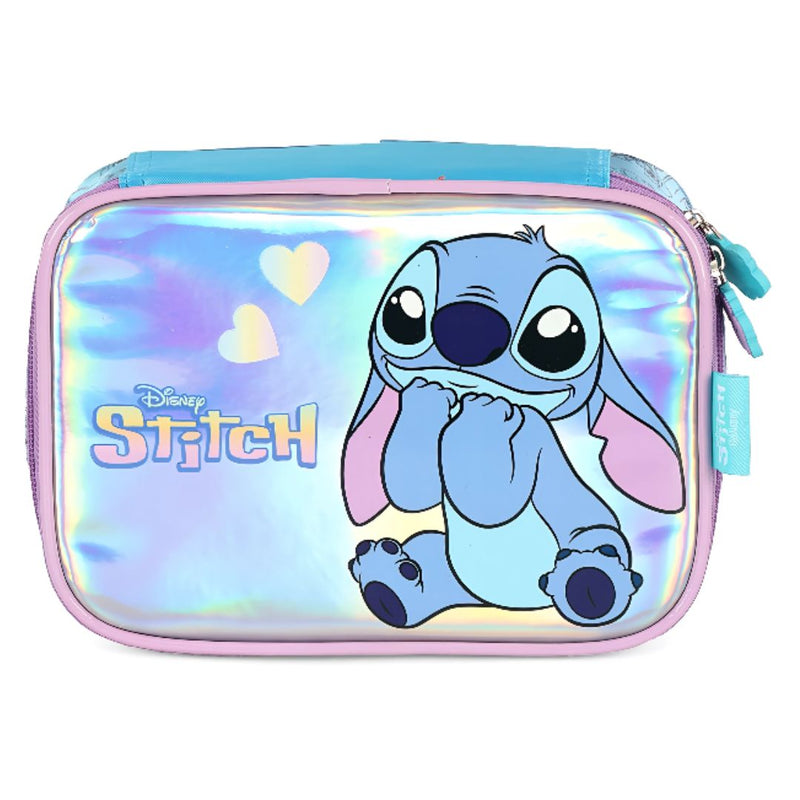 Estojo Box Holográfico Stitch Disney Escolar 36 Elásticos 100 Pens Volta Aulas Meninas Organizador Ponto Criativo