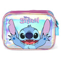 Estojo Box Holográfico Stitch Disney Escolar 36 Elásticos 100 Pens Volta Aulas Meninas Organizador Ponto Criativo