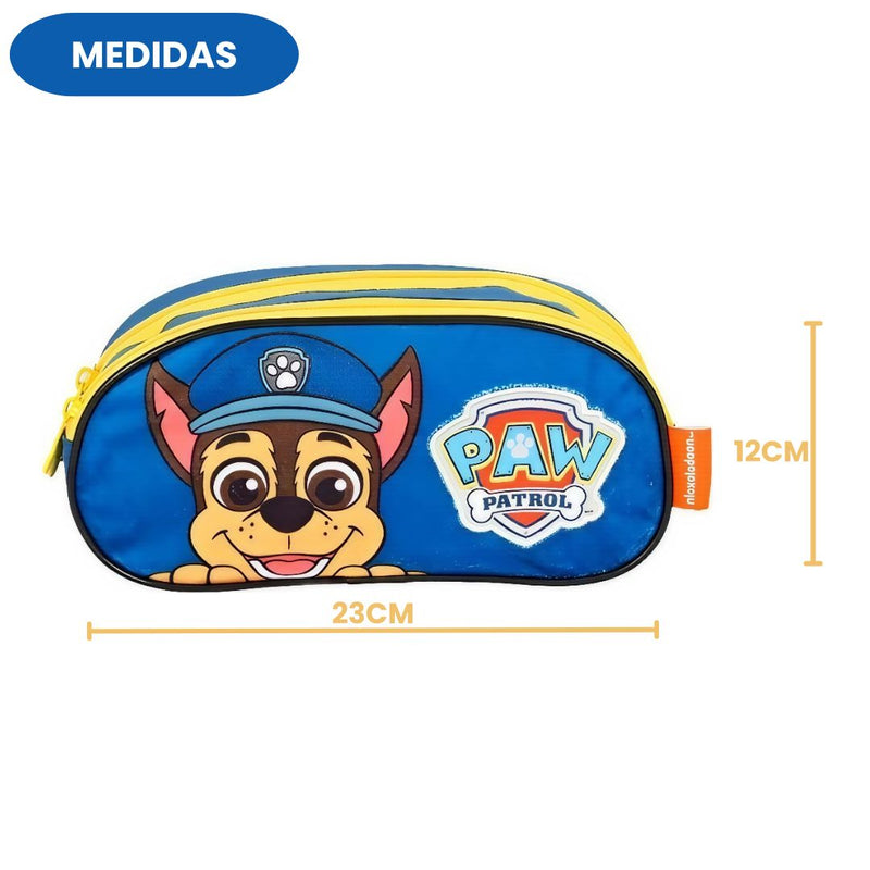 Estojo Patrulha Canina Duplo Chase Marshall Volta as Aula Escolar Infantil 40 Pens Crianças Ponto Criativo