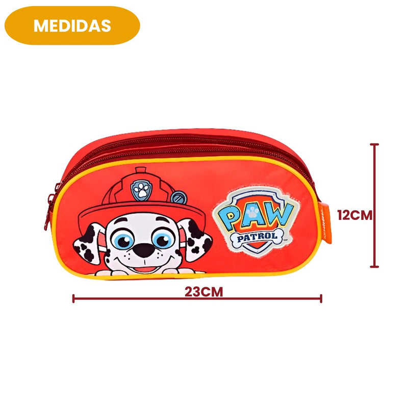 Estojo Patrulha Canina Duplo Chase Marshall Volta as Aula Escolar Infantil 40 Pens Crianças Ponto Criativo