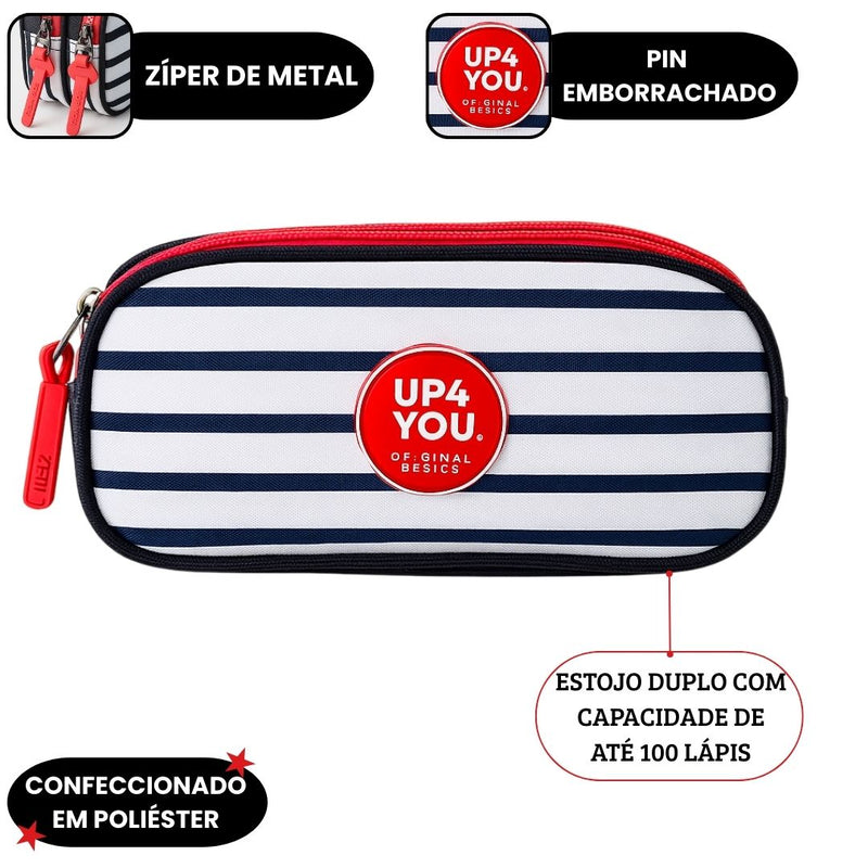 Estojo Escolar Grande Duplo Feminino Up4you Volta Aulas Organizador