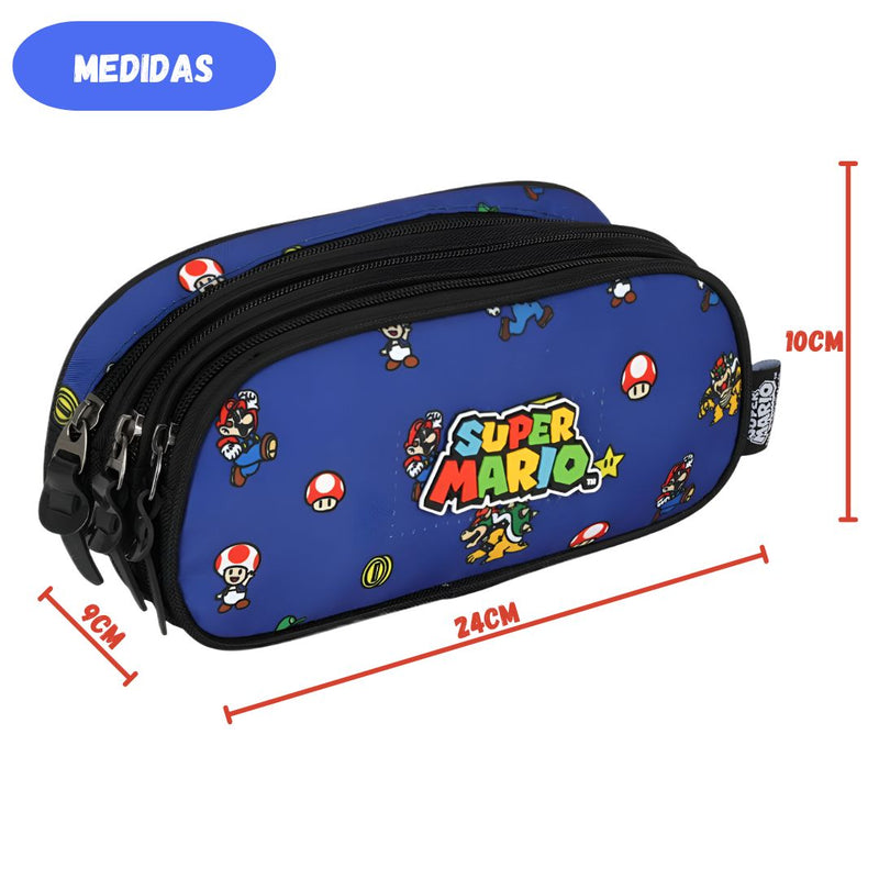 Estojo Triplo Escolar Super Mario Infantil 90 Pens Espaçoso Volta às Aulas Nintendo Estudo Moderno