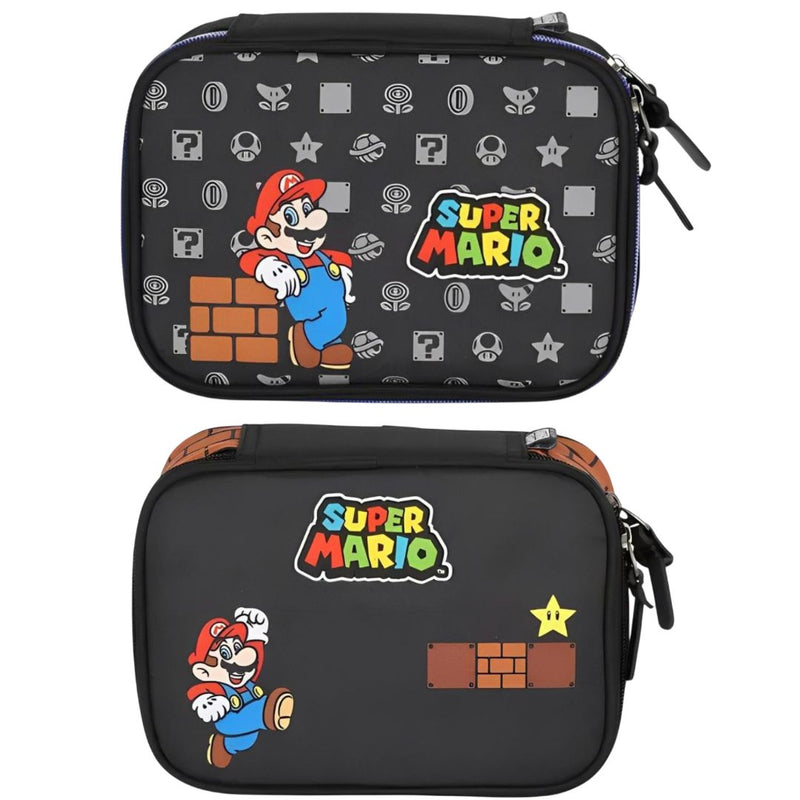 Estojo Box Escolar Super Mario Grande Juvenil Elástico 100 Pens Menino Nintendo Volta às Aulas Jogo